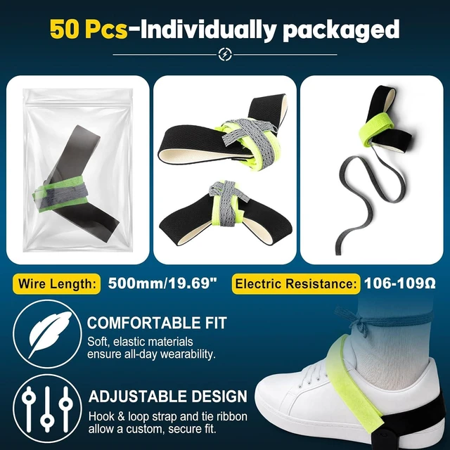 Alt view image 2 of 6 - 50 PCS ESD Heel Grounder Straps One-Size Adjustable Anti-Static Foot Straps with 1M Resistor for Grounding, Electronics Protection, Lab & Industrial Use