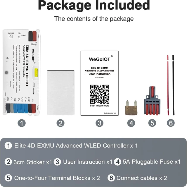 Alt view image 6 of 7 - ESP32 WLED LED Strip Controller Ethernet, Music/Sound Reactive, UART, Energy-Save Relay 20A Pluggable Fuse, 4-Channel DIY Dynamic for WS2811 Digital Addressable RGB IC Strip Lights