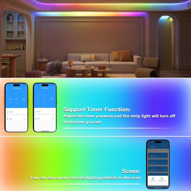 Alt view image 7 of 7 - SP608E SPI Pixel LED Controller with 8 Signal Outputs Works with RGB Smart IC COB LED Strips, Built-in Mic/AUX Music Bluetooth, APP/Remote/Trigger Control for WS2811 Pixel Strip Lights