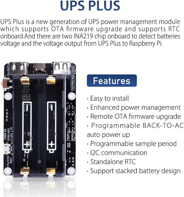 Alt view image 4 of 7 - Raspberry Pi 4 Mini Tower Case with ICE Tower Cooler, UPS Plus Hat, 0.96" OLED Display & GPIO 1-to-2 Expansion Board for Pi 4 Model B