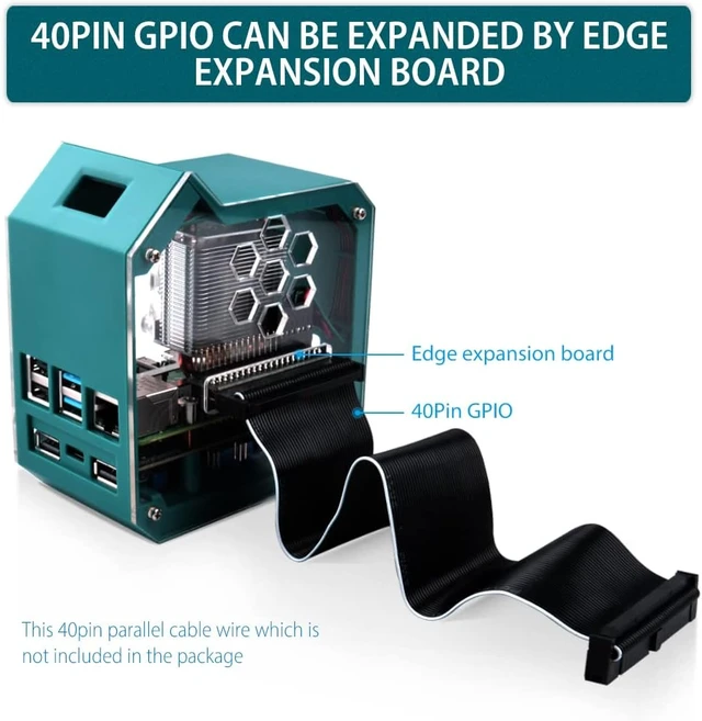 Alt view image 5 of 7 - Raspberry Pi 4 Mini Tower Case with ICE Tower Cooler, UPS Plus Hat, 0.96" OLED Display & GPIO 1-to-2 Expansion Board for Pi 4 Model B