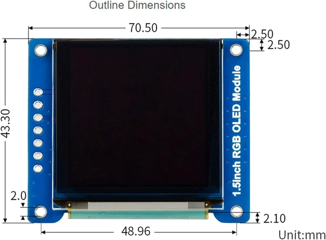 Alt view image 6 of 6 - 1.5-Inch RGB OLED Display Module, 128×128 Pixels, 16-Bit (65K Colors)