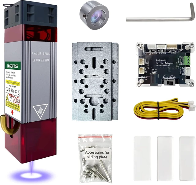 Main image of 10000mW (10W) Laser Engraving Module with Air Assist & Built-in FAC Compressed Spot CNC Carving DIY Laser for Cutter/Engraving Machine, Class 4, 12V