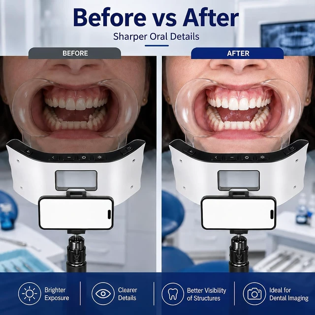 Alt view image 3 of 7 - 360° LED Ring Fill Light for Dental Photography Universal Clip Mount