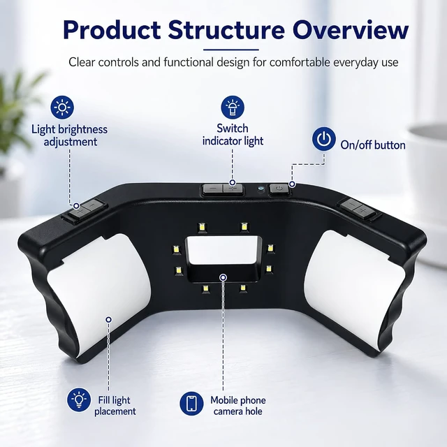Alt view image 7 of 7 - 360° LED Ring Fill Light for Dental Photography Universal Clip Mount
