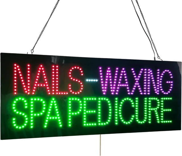 Main image of 32"×13" LED Nails Waxing Spa Pedicure Sign Nail Bar & Beauty Salon Decor