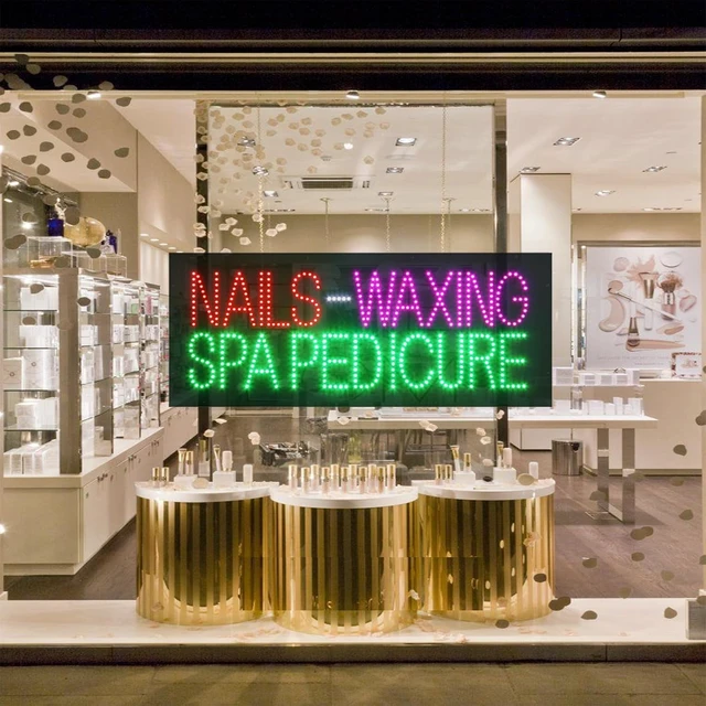 Alt view image 2 of 7 - 32"×13" LED Nails Waxing Spa Pedicure Sign Nail Bar & Beauty Salon Decor