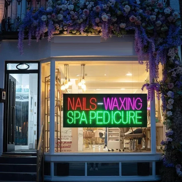 Alt view image 3 of 7 - 32"×13" LED Nails Waxing Spa Pedicure Sign Nail Bar & Beauty Salon Decor