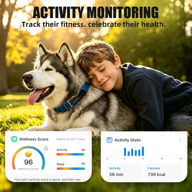 Alt view image 4 of 7 - Waterproof Dog GPS Tracker with Virtual Fence & AI Health Monitor (with 12M Subscription)