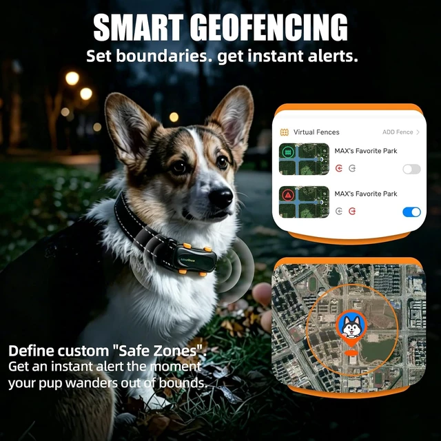 Alt view image 3 of 7 - Waterproof Dog GPS Tracker with Virtual Fence & AI Health Monitor (with 12M Subscription)