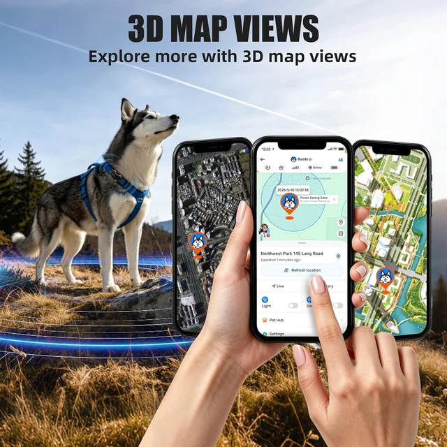 Alt view image 5 of 7 - Waterproof Dog GPS Tracker with Virtual Fence & AI Health Monitor (with 12M Subscription)