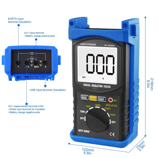 Alt view image 3 of 7 - 200G Electrical Megohmmeter 5000V Testing Voltage Megaohm Meter