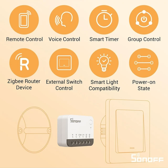 Alt view image 2 of 7 - Zigbee 3.0 Smart Relay Switch, Mini In-Wall Light Switch Module ZBMINIR2 4-Pack Compatible with Alexa, Google Home & SmartThings (Zigbee Hub & Neutral Wire Required)