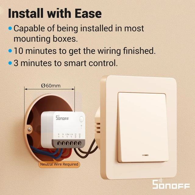 Alt view image 4 of 7 - Zigbee 3.0 Smart Relay Switch, Mini In-Wall Light Switch Module ZBMINIR2 4-Pack Compatible with Alexa, Google Home & SmartThings (Zigbee Hub & Neutral Wire Required)