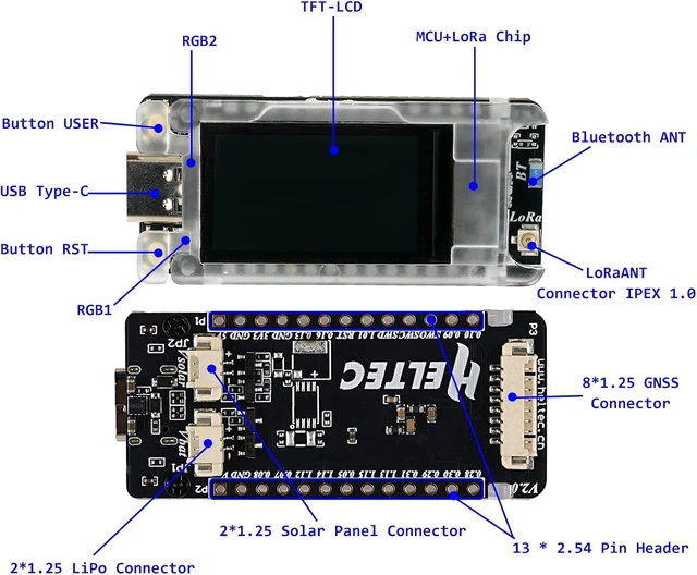 Alt view image 3 of 6 - Mesh Node T114 Low-Power nRF52840 SX1262 LoRa Development Board with 1.14" TFT-LCD Display, Compatible with Meshtastic/LoRaWAN