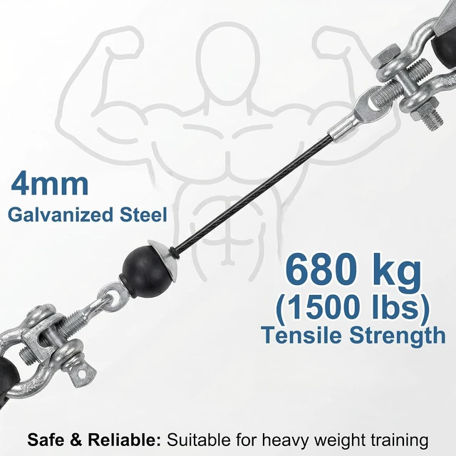 Alt view image 3 of 7 - Replacement Cable for Pulley Cable Machine, 32.8Ft/98.4Ft 3/16"(5mm)/1/4"(6mm) TPU-Coated Gym Steel Cable for Weight Lifting Pulley System, DIY Home Gym
