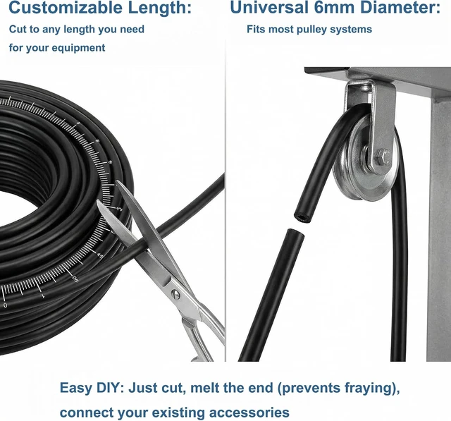 Alt view image 4 of 7 - Replacement Cable for Pulley Cable Machine, 32.8Ft/98.4Ft 3/16"(5mm)/1/4"(6mm) TPU-Coated Gym Steel Cable for Weight Lifting Pulley System, DIY Home Gym