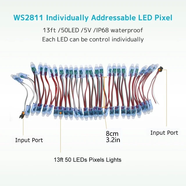 Alt view image 4 of 7 - 500 PCS DC5V WS2811 12mm Diffused Digital RGB LED Pixel Lights Individually Addressable Round Module, IP68 Waterproof