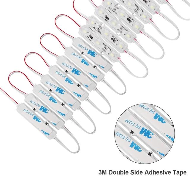 Alt view image 3 of 7 - 100 PCS Waterproof Super-Bright White LED Module Strip Lights, 53FT DC12V 3-LED Module for Letter/Advertising Signs with Tape Adhesive Back