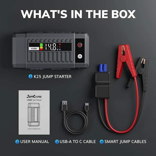 Alt view image 7 of 7 - K25 3750A 12V Portable Jump Starter for 9.0L Gas & 7.0L Diesel