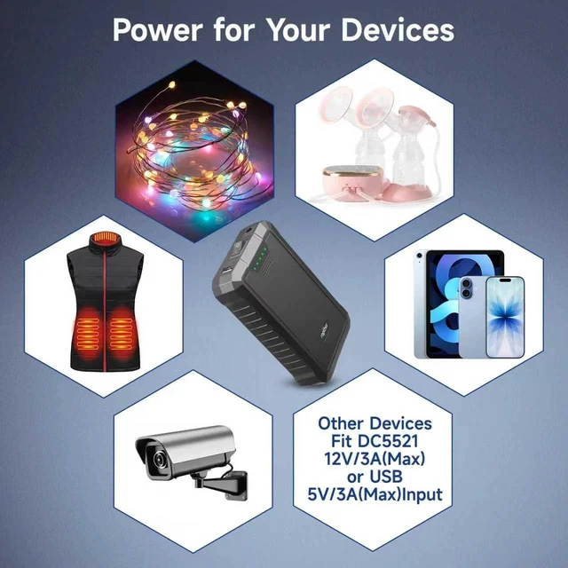 Alt view image 5 of 7 - Rechargeable 12V 6500mAh / 5V 13000mAh DC Output Battery Pack