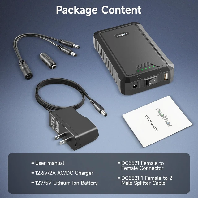 Alt view image 7 of 7 - Rechargeable 12V 6500mAh / 5V 13000mAh DC Output Battery Pack