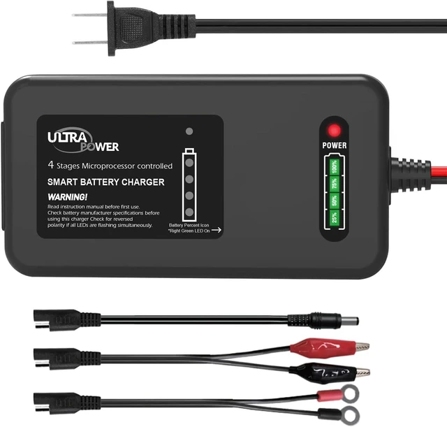 Main image of ULTRAPOWER 14.6V 4A LiFePO4 Battery Charger Smart Lithium Charger with 4-LED Indicator for Cars, Motorcycles, Golf Trolley, UAV, Fishing Boat & Deep-Cycle Batteries (ETL Listed)