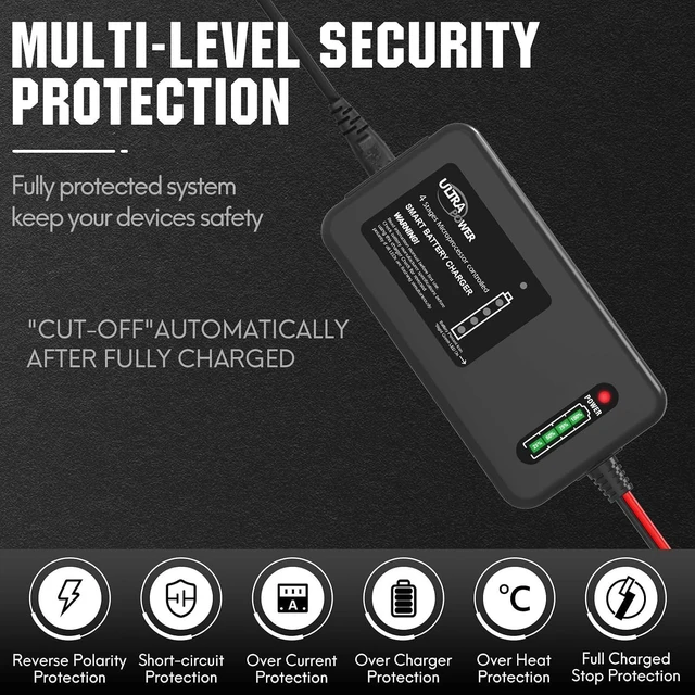 Alt view image 5 of 7 - ULTRAPOWER 14.6V 4A LiFePO4 Battery Charger Smart Lithium Charger with 4-LED Indicator for Cars, Motorcycles, Golf Trolley, UAV, Fishing Boat & Deep-Cycle Batteries (ETL Listed)