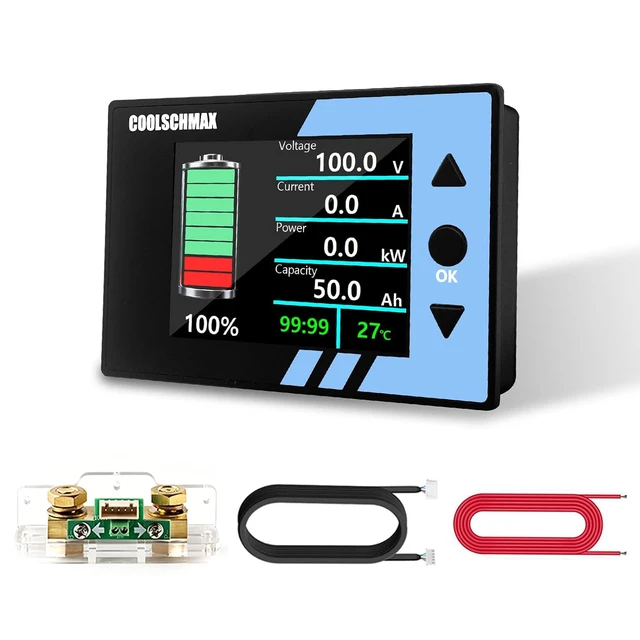 Alt view image 3 of 7 - 300A Battery Monitor with Shunt 2.4" TFT LCD Coulomb Meter