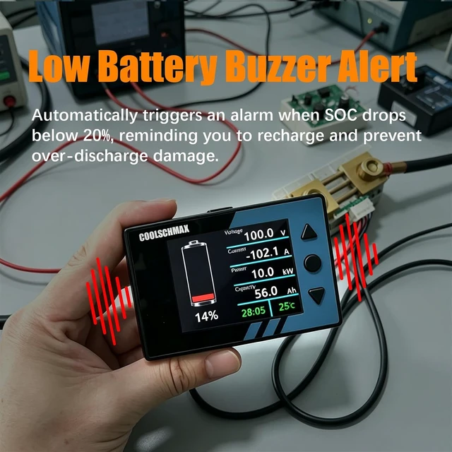 Alt view image 7 of 7 - 300A Battery Monitor with Shunt 2.4" TFT LCD Coulomb Meter