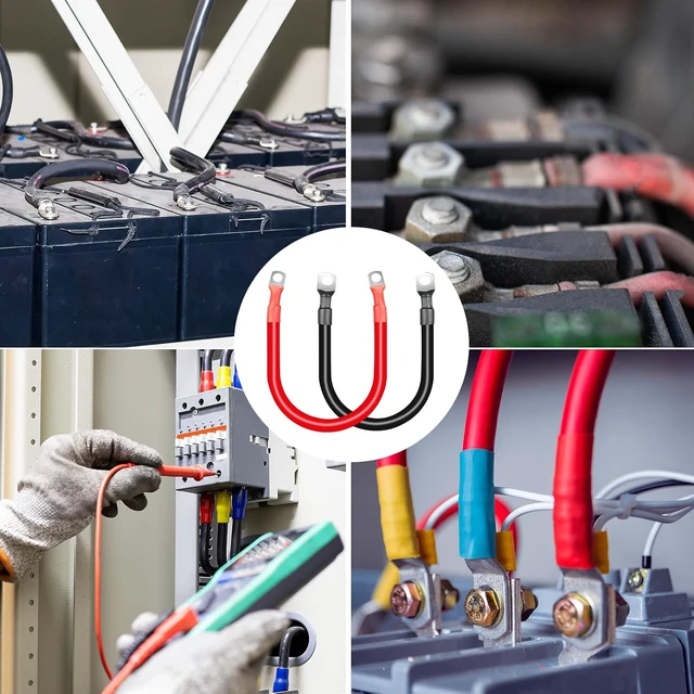 Alt view image 4 of 7 - 12 PCS 6-Inch 2 AWG Battery Cables with 3/8" M10 Lug Terminals