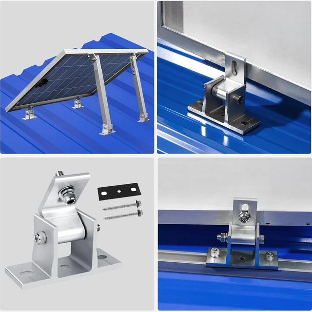 Alt view image 3 of 7 - 8 PCS Adjustable RV Solar Panel Mounting Brackets 1060° Tilt Roof Mount Kit for 400W & 500W Solar Panels