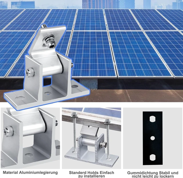 Alt view image 6 of 7 - 8 PCS Adjustable RV Solar Panel Mounting Brackets 1060° Tilt Roof Mount Kit for 400W & 500W Solar Panels