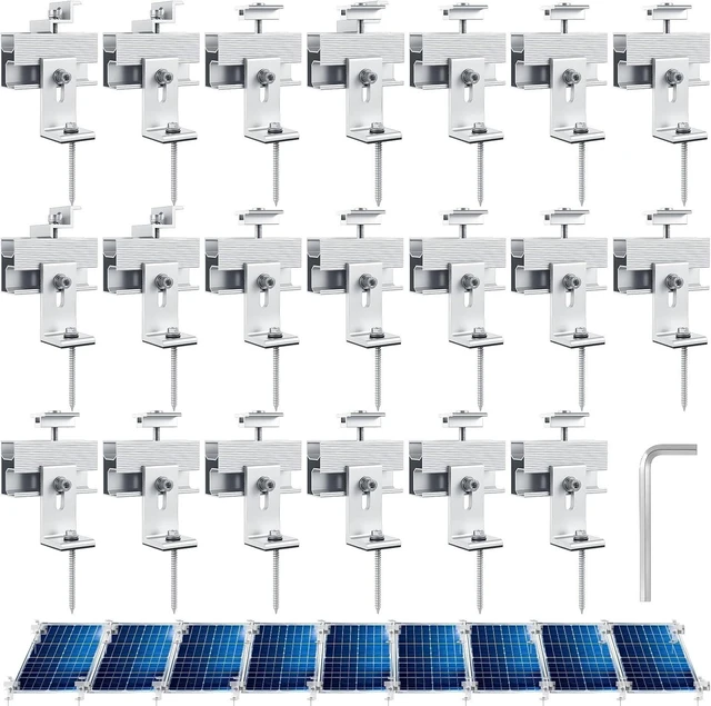 Main image of 20 PCS Adjustable Aluminum Solar Panel Mounting Bracket Kit