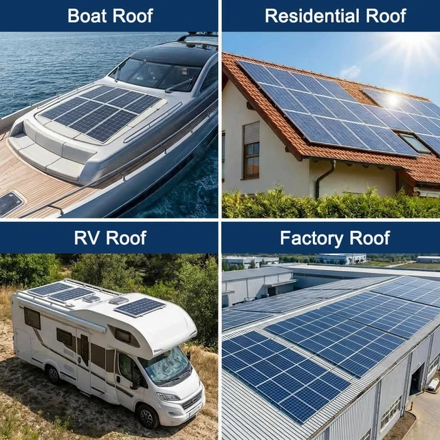Alt view image 6 of 6 - Solar Panel Roof Mounting Kit for 1.18"/1.38" Thick Panels 10 Aluminum Rails, 4 Mid Clamps & 6 End Clamps, Compatible with Metal, Tin, Flat & Sheet Roofs and RV