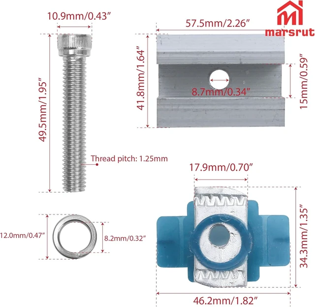Alt view image 3 of 7 - 20 PCS Solar Panel Clamps for Unistrut System Mount Wide PV Photovoltaic Mid Clips, Adjustable Secure Aluminum Hardware Kit with Bolts & Nuts for Standard Roof Panels