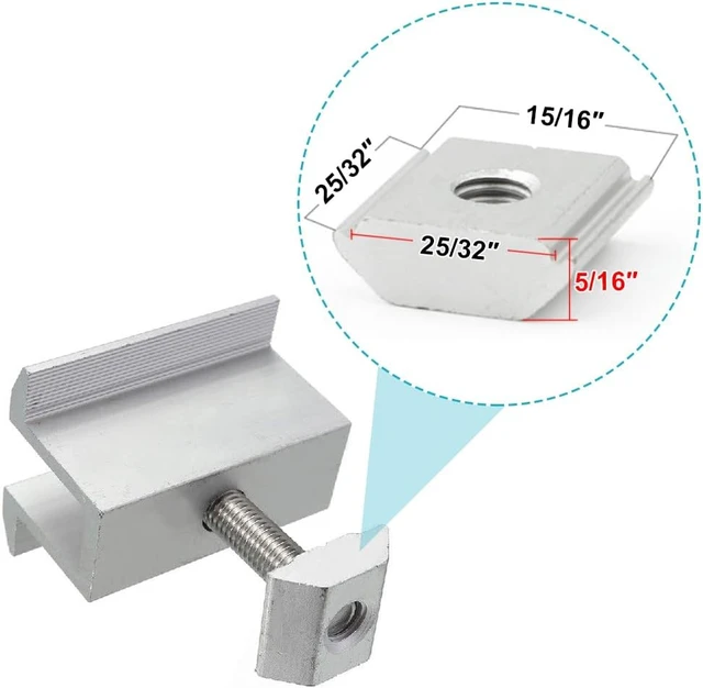 Alt view image 4 of 6 - 20-Pack Aluminum Alloy Solar Panel Mid Clamp Mounting Brackets