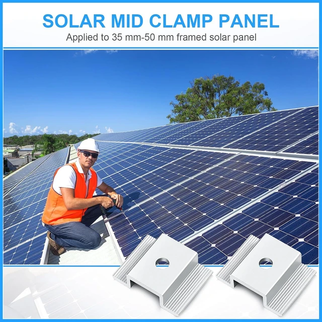 Alt view image 3 of 7 - 100 PCS 1.06-Inch Aluminum Solar Panel Mid Clamps