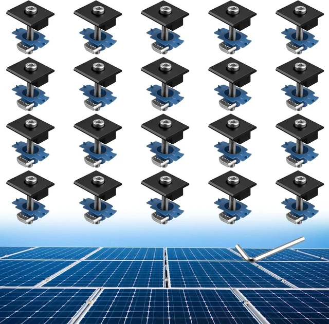 Main image of 20 PCS Black Solar Panel Mid Clamps for Unistrut, 30mm/35mm