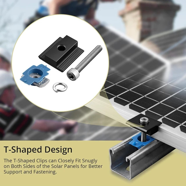Alt view image 5 of 7 - 20 PCS Black Solar Panel Mid Clamps for Unistrut, 30mm/35mm