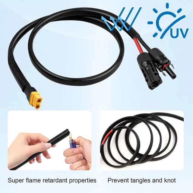 Alt view image 5 of 7 - 10AWG 30FT Solar to XT60 Adapter Cable Solar Panel to Battery for RV, Portable Power Station & Solar Generator