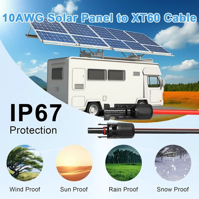 Alt view image 7 of 7 - 10AWG 30FT Solar to XT60 Adapter Cable Solar Panel to Battery for RV, Portable Power Station & Solar Generator
