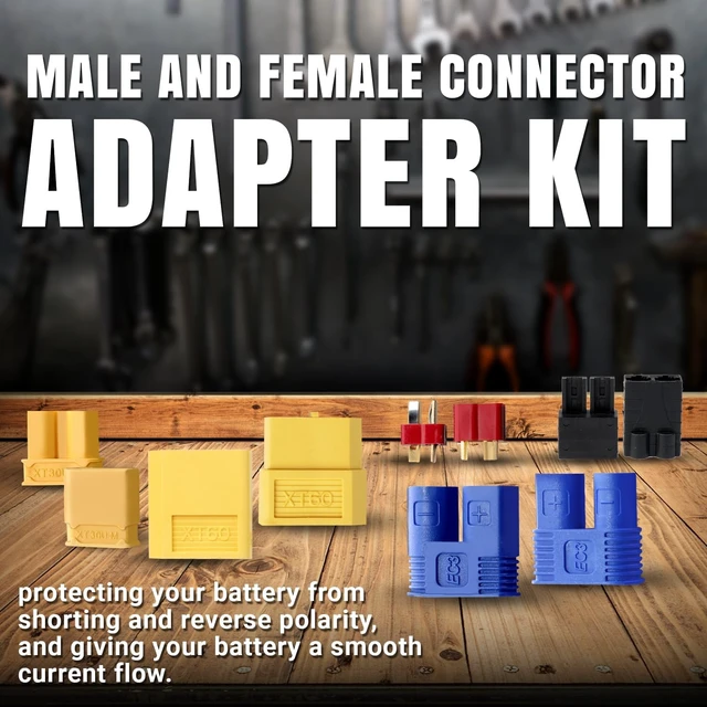 Alt view image 4 of 5 - 183 PCS T-Plug EC3 EC5 XT30 XT60 XT90 TRX-Plug Male & Female Adapter Connector Kit with Silicone Wire & Heat Shrink for RC ESC LiPo Battery & Motor