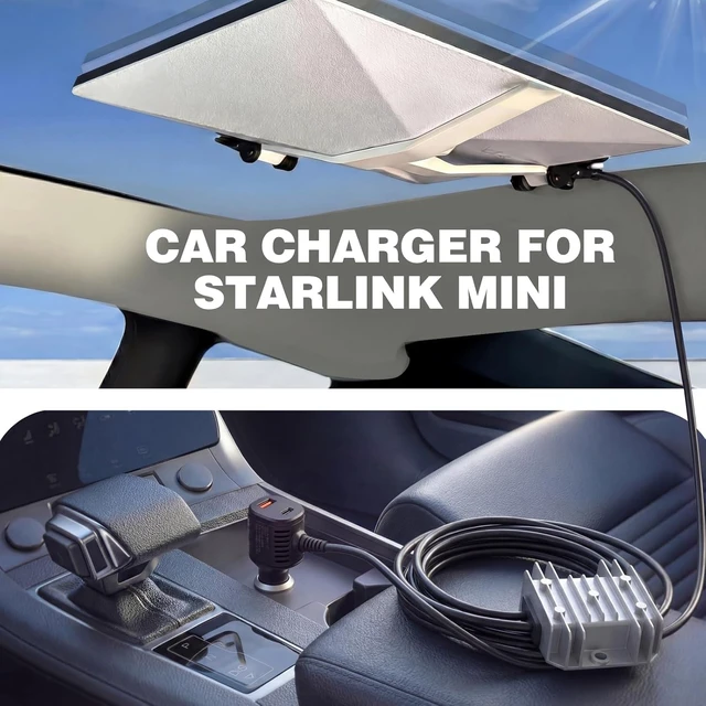 Alt view image 4 of 7 - 105W Boost Starlink Mini Car Adapter Stops Reboots & Power-Supply Damage, 12V24V Cigarette Lighter Adapter with Digital Display DC Cable for Car, RVs & Boats (16.4FT)