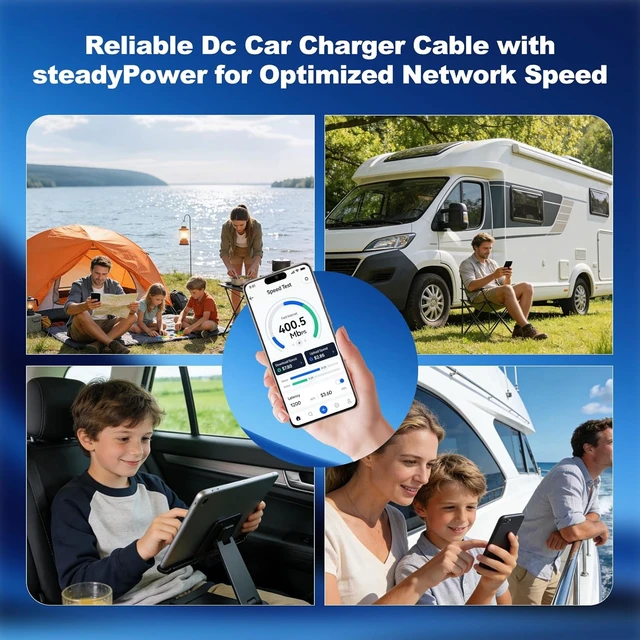Alt view image 6 of 7 - 105W Boost Starlink Mini Car Adapter Stops Reboots & Power-Supply Damage, 12V24V Cigarette Lighter Adapter with Digital Display DC Cable for Car, RVs & Boats (16.4FT)