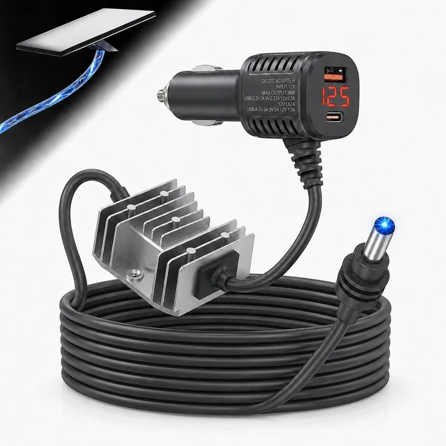 Main image of 105W Boost Car Adapter for Starlink Mini Prevents Unexpected Reboots, 12V24V to 30V DC Power Cable + Cigarette Lighter Adapter with Digital Display for Car, RVs & Boats (10FT)