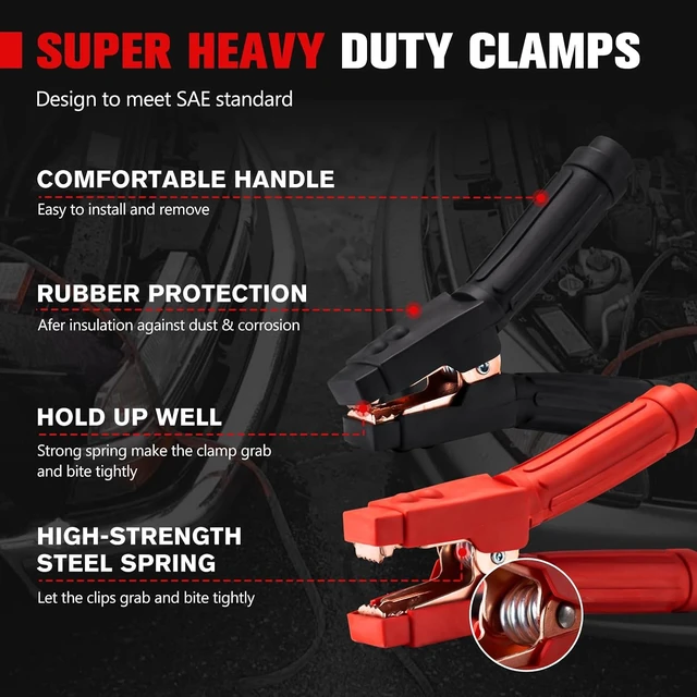 Alt view image 4 of 7 - 1 Gauge 30FT Quick-Connect Jumper Cables 1000A Heavy-Duty Booster Cables with Travel Bag for Truck, Diesel, SUV & Car