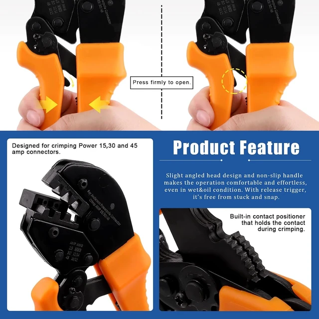 Alt view image 4 of 7 - 31-PCS Power Connector Crimper Assortment Kit Ratcheting Wire Crimper with 15A/30A/45A Connectors & Caps, Compatible with Anderson