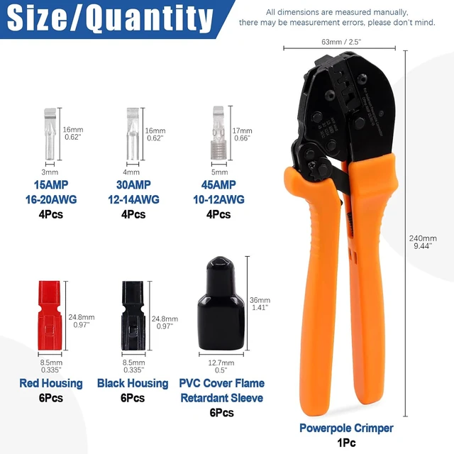 Alt view image 2 of 7 - 31-PCS Power Connector Crimper Assortment Kit Ratcheting Wire Crimper with 15A/30A/45A Connectors & Caps, Compatible with Anderson
