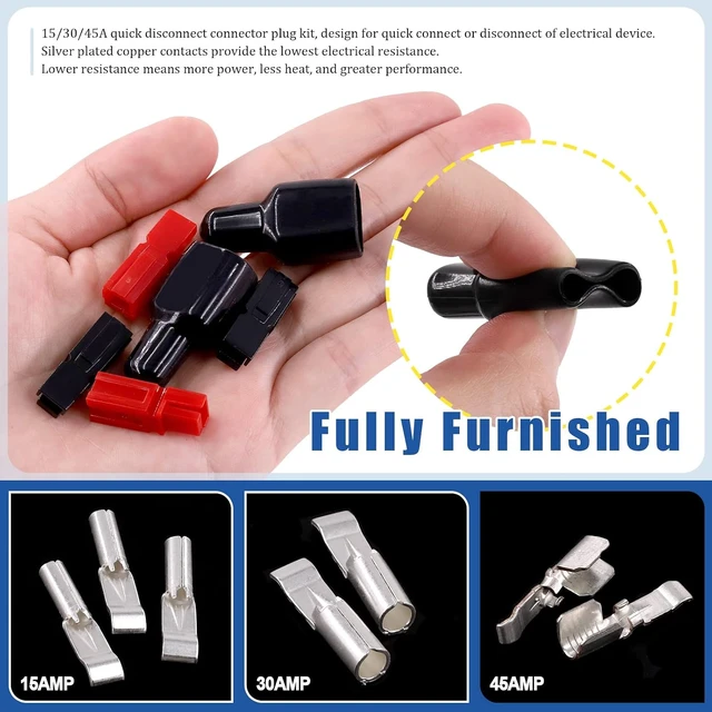Alt view image 5 of 7 - 31-PCS Power Connector Crimper Assortment Kit Ratcheting Wire Crimper with 15A/30A/45A Connectors & Caps, Compatible with Anderson